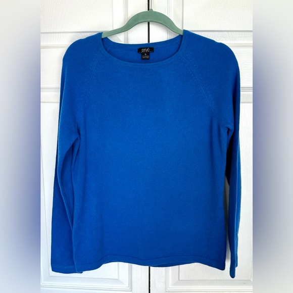 Prive 100% Cashmere Sapphire Blue Crew Neck Long Sleeved 100% Sweater-Size Med - Picture 3 of 10